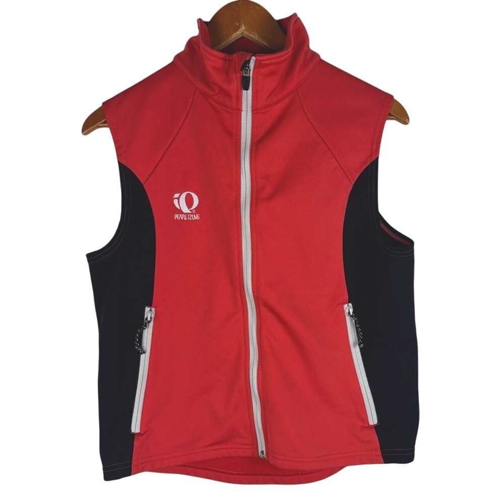 Pearl Izumi Vintage Women's Medium Red Black Bicycling vest Full Zip Reflective
